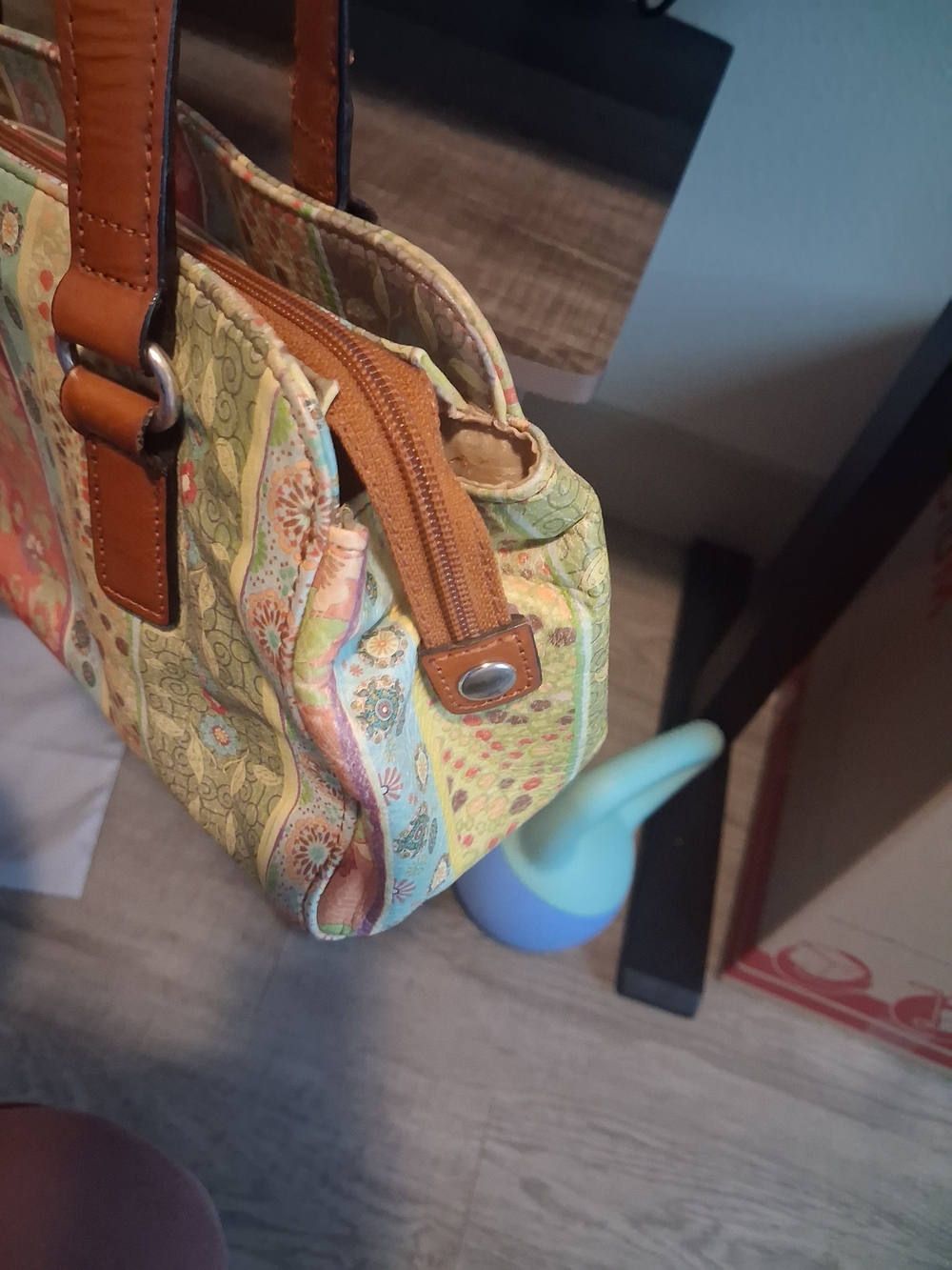 Women's Vintage Fossil Faux Leather Floral Shoulder Bag Leather Straps 12 X 6 - Picture 12 of 15